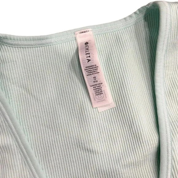 Athleta Light Teal Ribbed Aurora Crop Tank XS - Picture 3 of 4